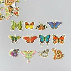 Наклейки для творчества Мир бабочек тиснение золото набор 48 шт 9х7х0,8 см Китай