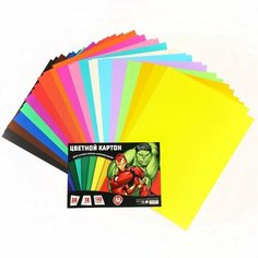 MARVEL Картон цветной, 18 цветов, 36 листов, 140 грамм/м2, А3, Мстители