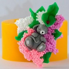 Силиконовая форма для мыла Мышонок в цветах 3D, для гипса, свечей 1шт Нет бренда