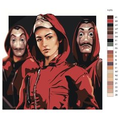 Картина по номерам Y-273 "Бумажный дом, сериал Netflix (нетфликс). Альба Флорес - Силене Оливейра, Токио" 70x70 Brushes Paints