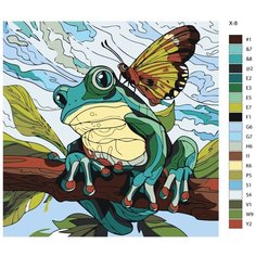 Картина по номерам X-8 "Подводный мир. Лягушка с бабочкой" 80x80 Brushes Paints