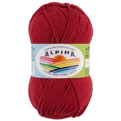 Пряжа для вязания крючком, спицами Alpina Альпина MISTY классическая средняя, хлопок/шерсть, цвет №10 Красный, 105 м, 10 шт по 50 г
