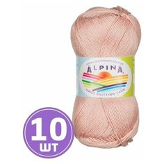 Пряжа для вязания крючком, спицами Alpina Альпина ORGANICA классическая тонкая, хлопок/лен, цвет №05 Пыльно-розовый, 170 м, 10 шт по 50 г