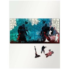 Пазл из дерева с фигурками, 230 деталей, размер 46х23 см игры Assassins Creed Вальгалла - 4142 Puzzle Wood
