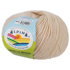 Пряжа Alpina Альпина ORNELLA MERINO классическая средняя, мериносовая шерсть 100%, цвет №501 Светло-бежевый, 125 м, 10 шт по 50 г