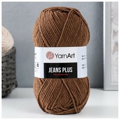 Пряжа "Jeans plus" 55% хлопок, 45% акрил 160м/100гр (40 тёмн. беж), 1шт Yarn Art