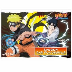Альбом для рисования А4, 40 листов на клею Naruto, обложка мелованный картон, выборочный УФ лак, блок 100г/м2 Полиграф Принт