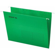 Подвесные папки А4 (350х240 мм) до 80 л, комплект 10 шт, зеленые, картон, STAFF, 270929