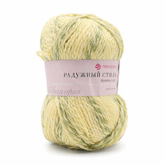Пряжа для вязания Пехорка Радужный стиль, 100г, 200м (25% шерсть, 75% акрил высокообъемный) (1039 мулине светло-жёлтый/салатовый), 5 мотков