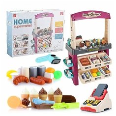 Игровой набор игрушечный магазин кондитерская с 55 аксессуарами, касса, сканер, набор продуктов, свет, звук, подарок для девочки, 668-74 Zhorya