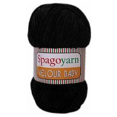 Пряжа плюшевая Spagoyarn Velour Baby 10 цвет черный, 100% полиэстер, 100 гр. 120м, 1 моток