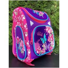 Рюкзак школьный для девочки фиолетовый, школьный ранец ортопедический, светоотражающий, первый портфель Нет бренда