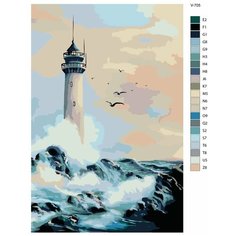 Картина по номерам V-705 "Шторм, маяк и море", 40x60 см Brushes Paints