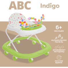 Ходунки музыкальные INDIGO ABC, с подсветкой, 8 колес, зеленый