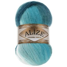 Пряжа Alize Angora gold batik (Ангора Голд Батик) 1892 бело-бирюзовый 20% шерсть, 80% акрил 100г 550м 1 шт