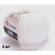 Пряжа YarnArt Jeans Ярнарт джинс Белый (01) 2 мотка 50 г/160 м (45% акрил 55 хлопок)