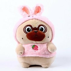 Мягкая игрушка «Мопс» в костюме зайки, 21 см нет бренда