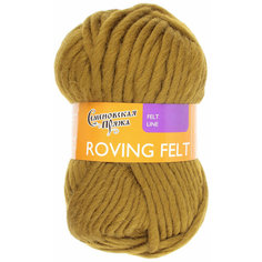 Пряжа Семеновская Roving felt (Валя) зеленый янтарь (1437), 100%шерсть, 50м, 50г, 5шт