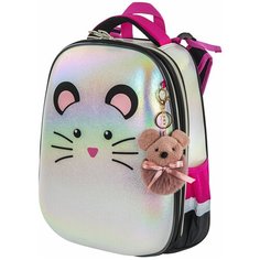 Ранец ортопедический школьный Brauberg для девочки, Shiny, 2 отделения "Curious mouse" 36х28х14 см (270696)