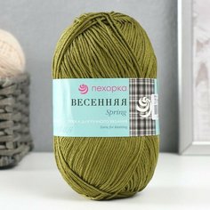 Пряжа "Весенняя" 100% мерсеризованный хлопок 250м/100гр (760-Оливковый) Пехорка