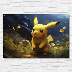Картина по номерам на холсте аниме покемоны (Pikachu, Пикачу) - 12627 Г 60x40 Бруталити