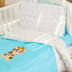 Постельное белье на резинке в кроватку для новорожденных/наволочка 40х60/сатин 100% хлопок ЛайМ