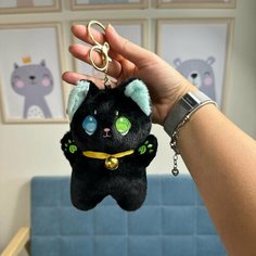 Брелок аниме котик мягкий черный 14 см, игрушка кот аниме U Di Vi Sh Kids