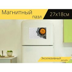 Магнитный пазл "Хэллоуин, тыква, чай" на холодильник 27 x 18 см. Lots Prints