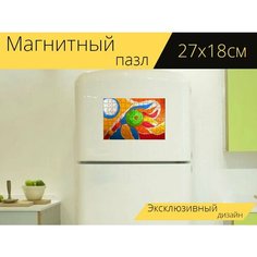 Магнитный пазл "Рисование, цветной, цветок жизни" на холодильник 27 x 18 см. Lots Prints