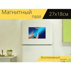 Магнитный пазл "Червь отверстие, смартфон, стороны" на холодильник 27 x 18 см. Lots Prints