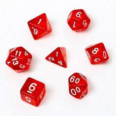 Набор кубиков для D&D (Dungeons and Dragons, ДнД) "Время игры", серия: D&D, 7 шт, красные (комплект из 6 шт)