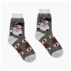 Стильная шерсть Носки женские шерстяные "Снеговик" цвет песочный, размер 23