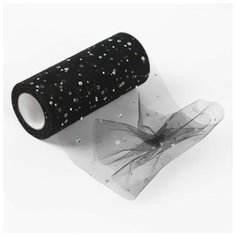 Фатин с блёстками, 15 см, 11 ± 1 г/кв. м, 23 ± 1 м, цвет чёрный №21 Noname