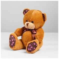 Мягкая игрушка "Мишка с бантом", на лапках и ушах сердечки, цвета микс Нет бренда