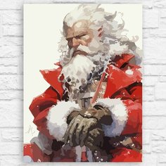 Картина по номерам на холсте новый год рождеством (зима, дед мороз, санта клаус) - 12867 40х30 Бруталити