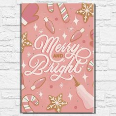 Картина по номерам на холсте новый год рождество (эстетика, печенье, сладости, merry and bright) - 12972 40х60 Бруталити