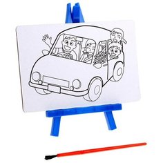 Раскраска на подставке «Школьный автобус» + кисть No Brand