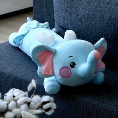 Мягкая игрушка-подушка «Слоник», 80 см, цвет голубой Noname