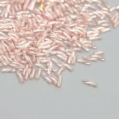Бисер стекло 2х6 мм "Спиральные трубочки. Розовое золото" 10 гр ≈300 шт, 2 штуки Noname