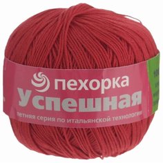 Пряжа Пехорка Успешная красный (6), 100%мерсеризованный хлопок, 220м, 50г, 2шт