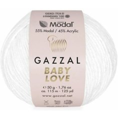 Пряжа Gazzal Baby Love белый (1628), 55%модал/45%акрил, 115м, 50г, 3шт