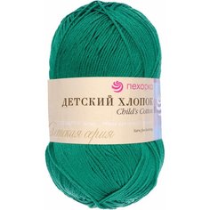 Пряжа Пехорка Детский хлопок темный изумруд (573), 100%мерсеризованный хлопок, 330м, 100г, 2шт