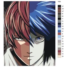 Картина по номерам T693 "Л и Кира(Лайт Ягами). Тетрадь смерти" 40х50 Brushes Paints