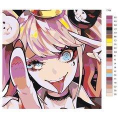 Картина по номерам T708 "Джунко Эношима. Аниме Данганронпа - Danganronpa " 80x80 Brushes Paints