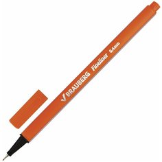 Ручка капиллярная (линер) BRAUBERG "Aero" оранжевая, трехгранная, металлический наконечник, линия письма 0,4 мм, 12 шт