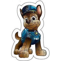 Пазл деревянный фигурный объемный синяя собачка 21 элемент в форме животных для детей и взрослых PuzzleHome на подложке