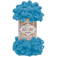 Пряжа Alize Puffy голубой Сочи (16), 5 шт