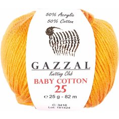 Пряжа GAZZAL Baby Cotton 25, 50 % хлопок, 50 % акрил, 25 г, 82 м, 1 шт., 3416