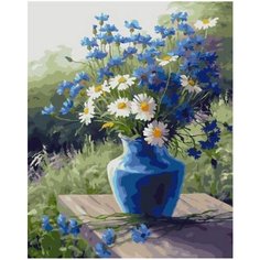 Картина по номерам Синяя ваза васильков и ромашек 40х50 см 000 Art Hobby Home