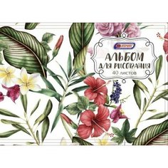 Альбом для рисования А4 40л. Цветочная фантазия скрепка Asmar
